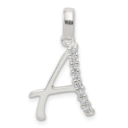 Sterling Silver Cz Letter A Initial Pendant