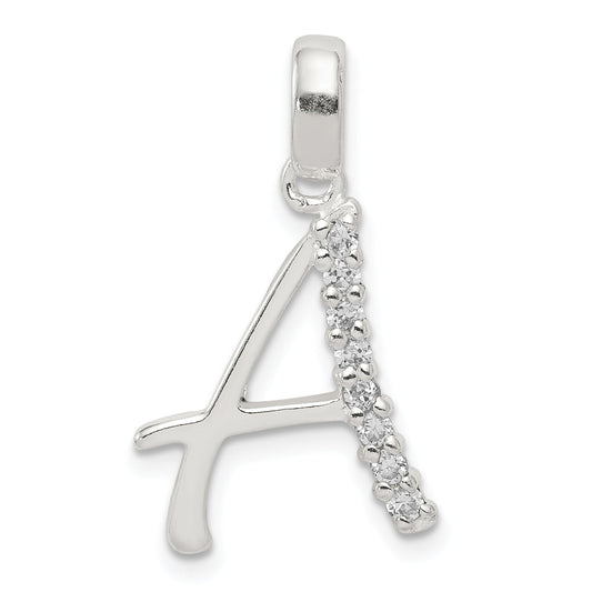 Sterling Silver Cz Letter A Initial Pendant