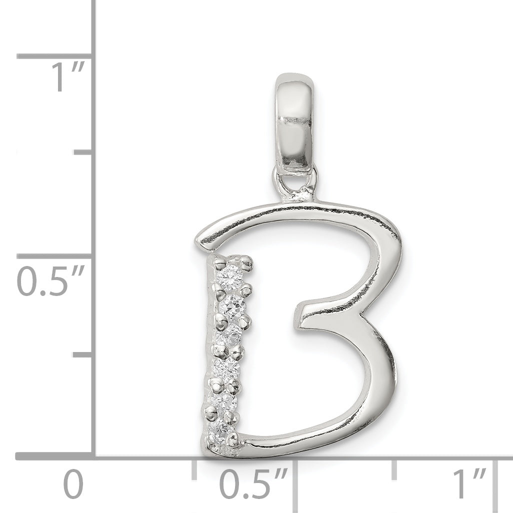Sterling Silver Cz Letter B Initial Pendant