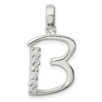 Sterling Silver Cz Letter B Initial Pendant