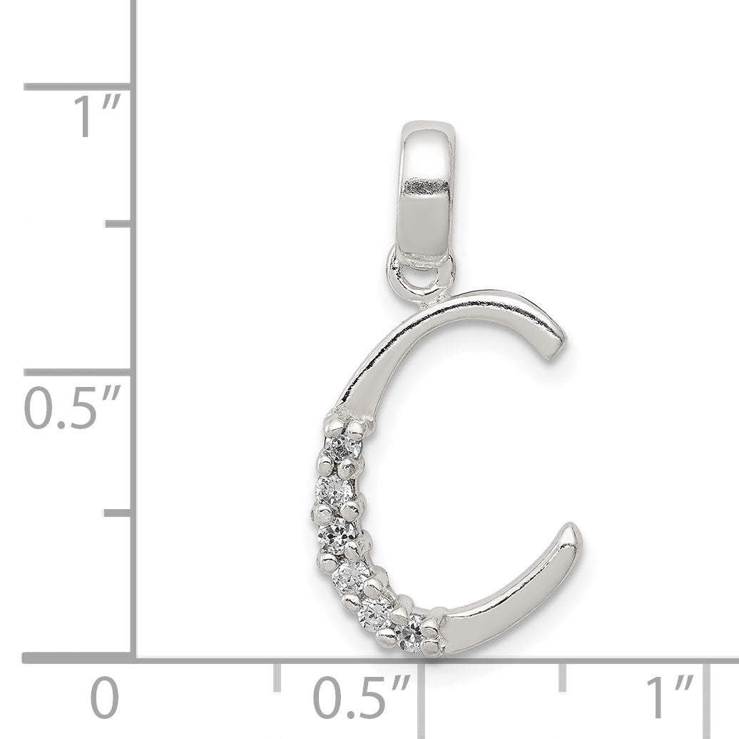 Sterling Silver Cz Letter C Initial Pendant