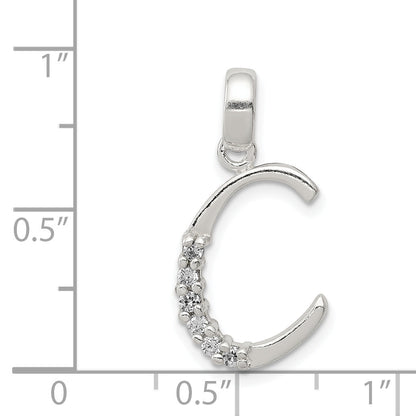 Sterling Silver Cz Letter C Initial Pendant
