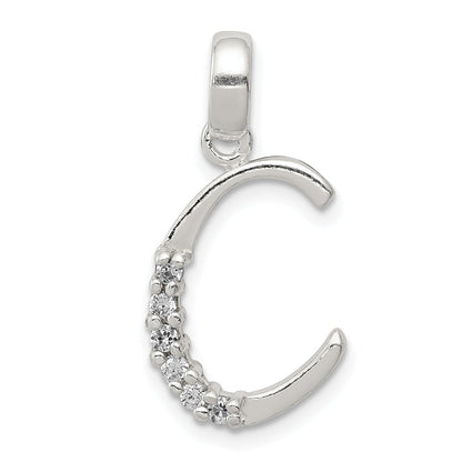 Sterling Silver Cz Letter C Initial Pendant
