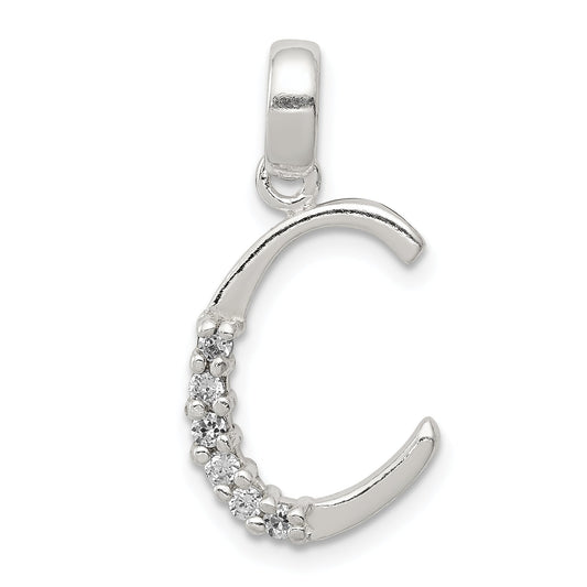 Sterling Silver Cz Letter C Initial Pendant