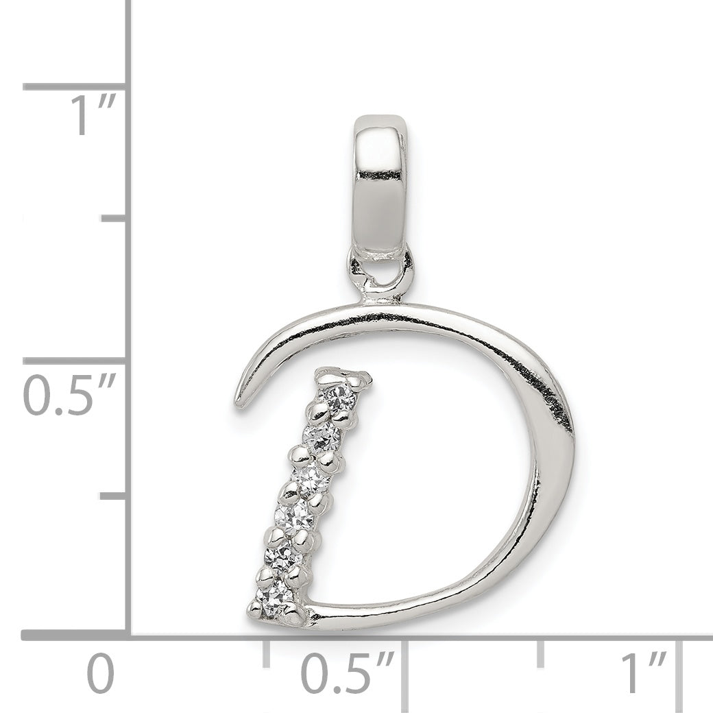 Sterling Silver Cz Letter D Initial Pendant