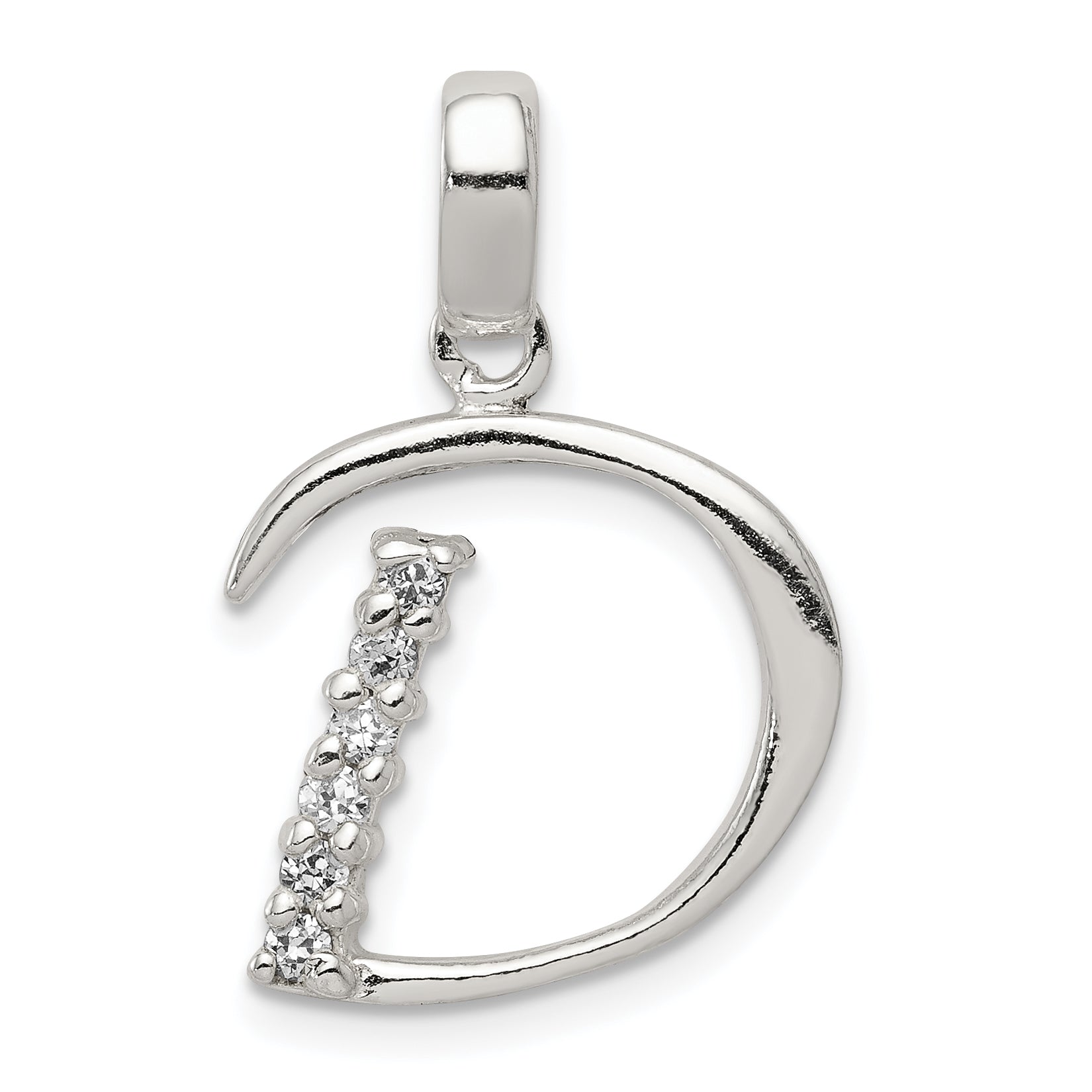 Sterling Silver Cz Letter D Initial Pendant