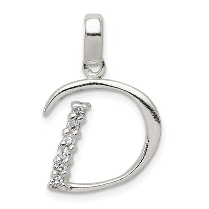 Sterling Silver Cz Letter D Initial Pendant