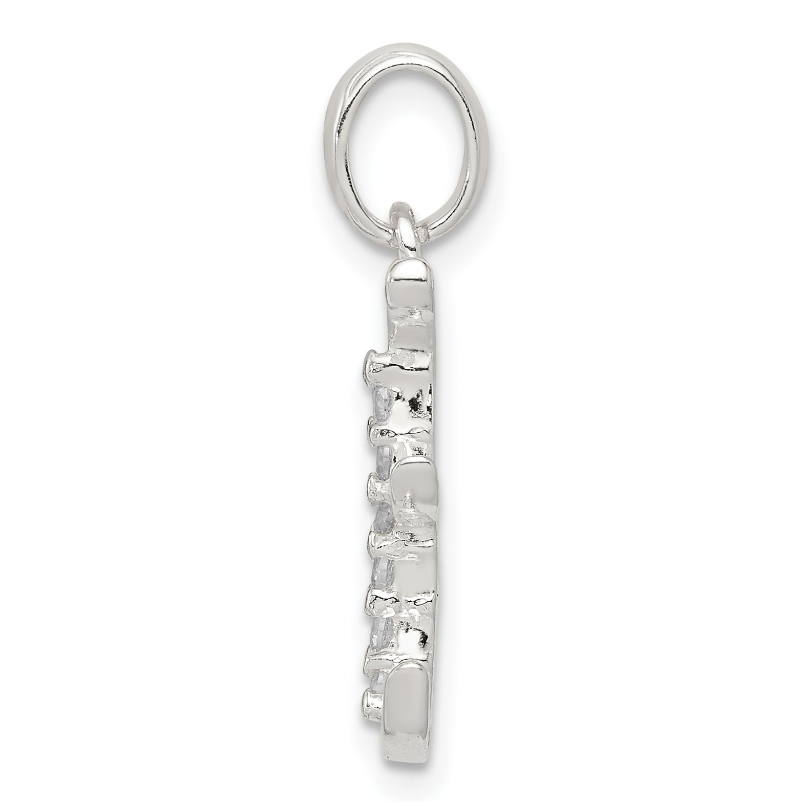 Sterling Silver Cz Letter E Initial Pendant