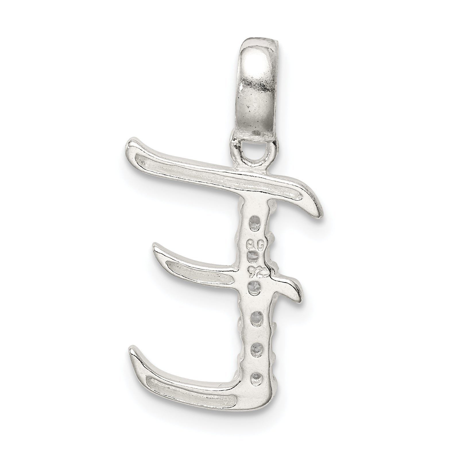 Sterling Silver Cz Letter E Initial Pendant