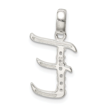 Sterling Silver Cz Letter E Initial Pendant