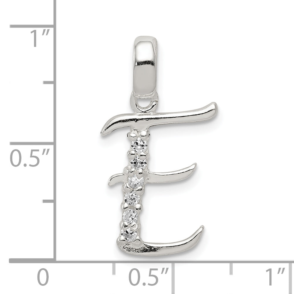 Sterling Silver Cz Letter E Initial Pendant