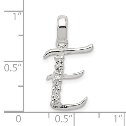 Sterling Silver Cz Letter E Initial Pendant