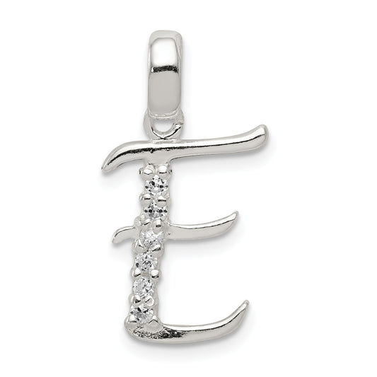 Sterling Silver Cz Letter E Initial Pendant