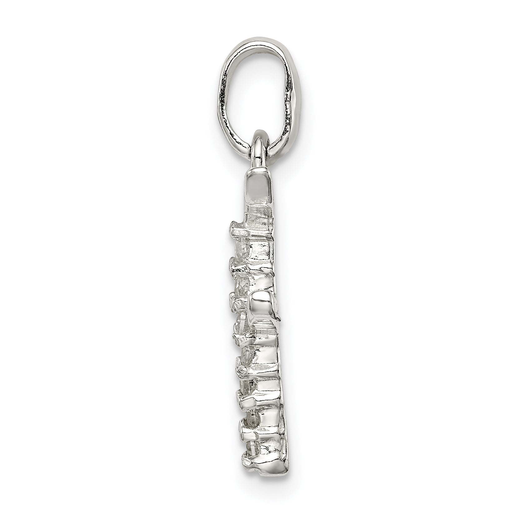 Sterling Silver Cz Letter F Initial Pendant