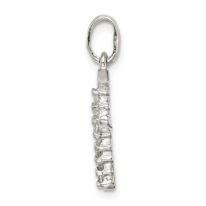 Sterling Silver Cz Letter F Initial Pendant