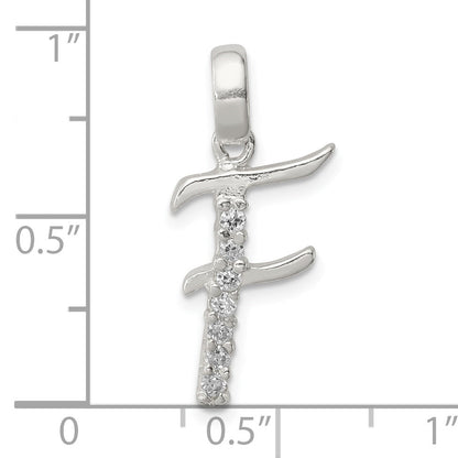 Sterling Silver Cz Letter F Initial Pendant
