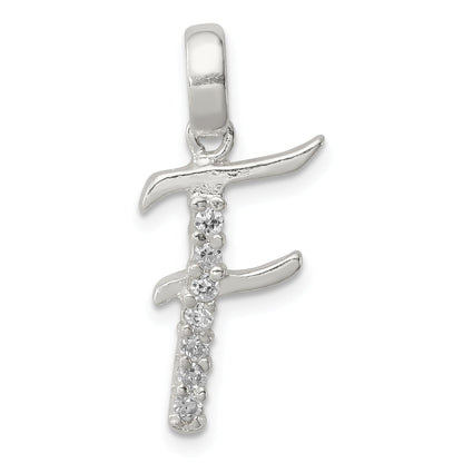 Sterling Silver Cz Letter F Initial Pendant