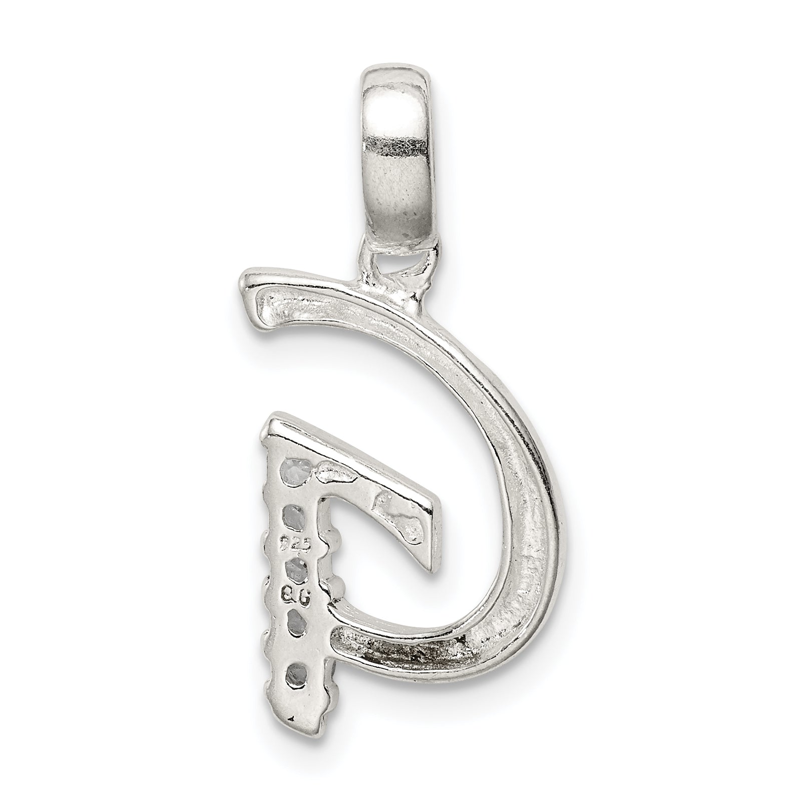 Sterling Silver Cz Letter G Initial Pendant