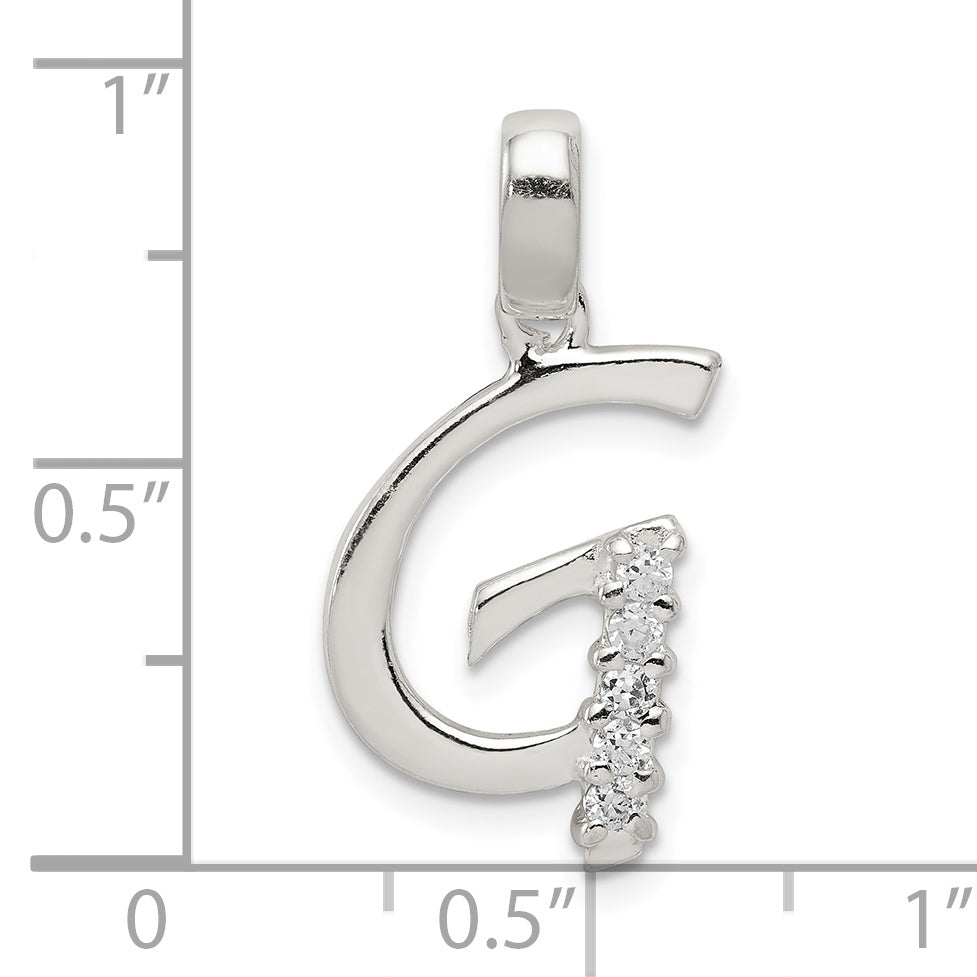 Sterling Silver Cz Letter G Initial Pendant