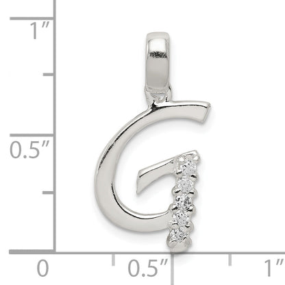 Sterling Silver Cz Letter G Initial Pendant
