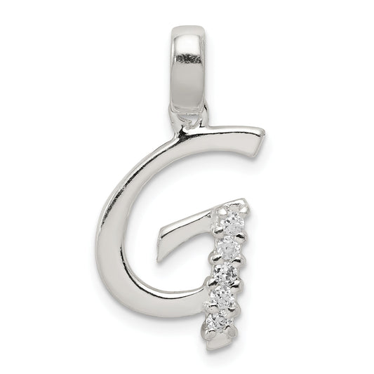 Sterling Silver Cz Letter G Initial Pendant