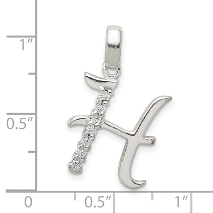 Sterling Silver Cz Letter H Initial Pendant