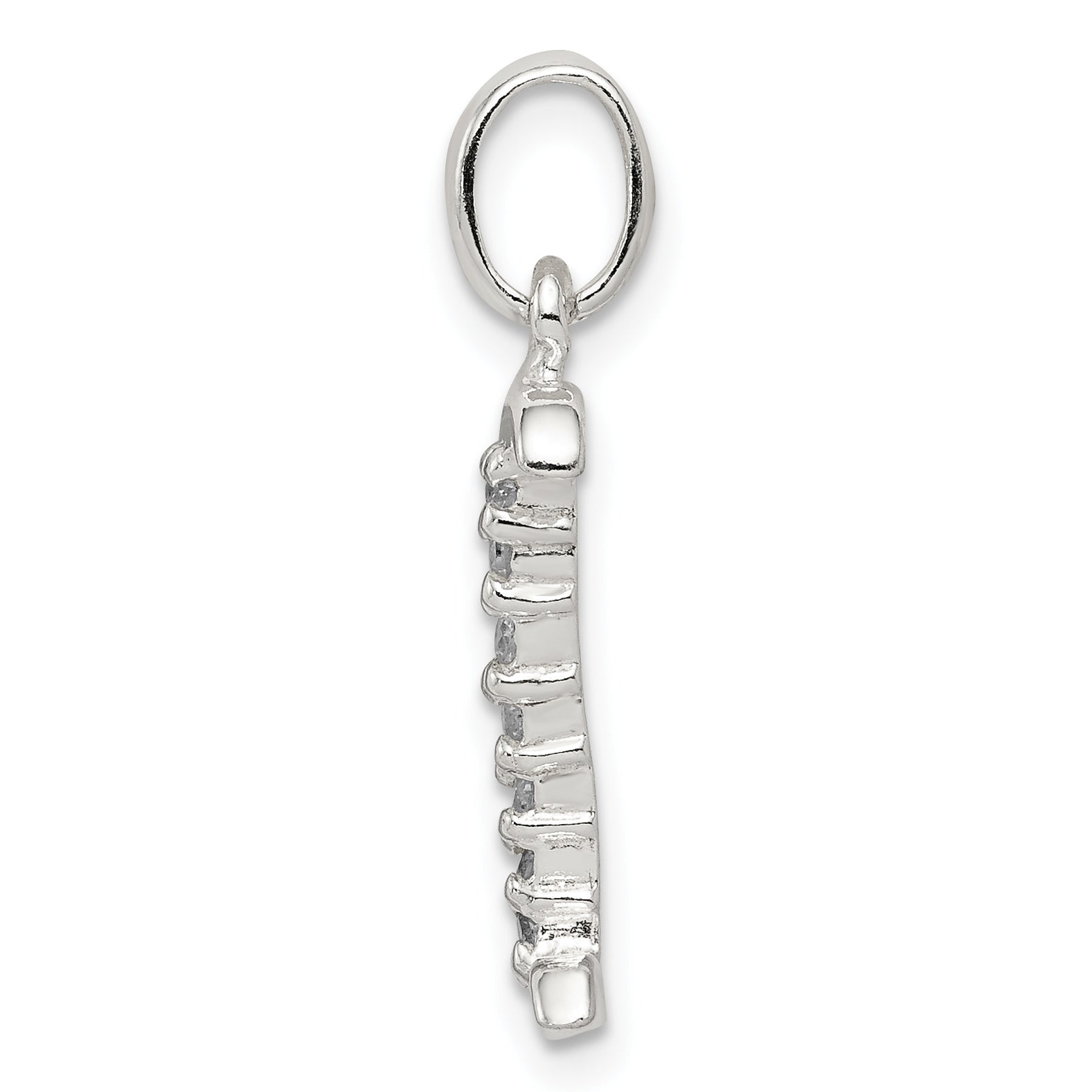 Sterling Silver Cz Letter I Initial Pendant