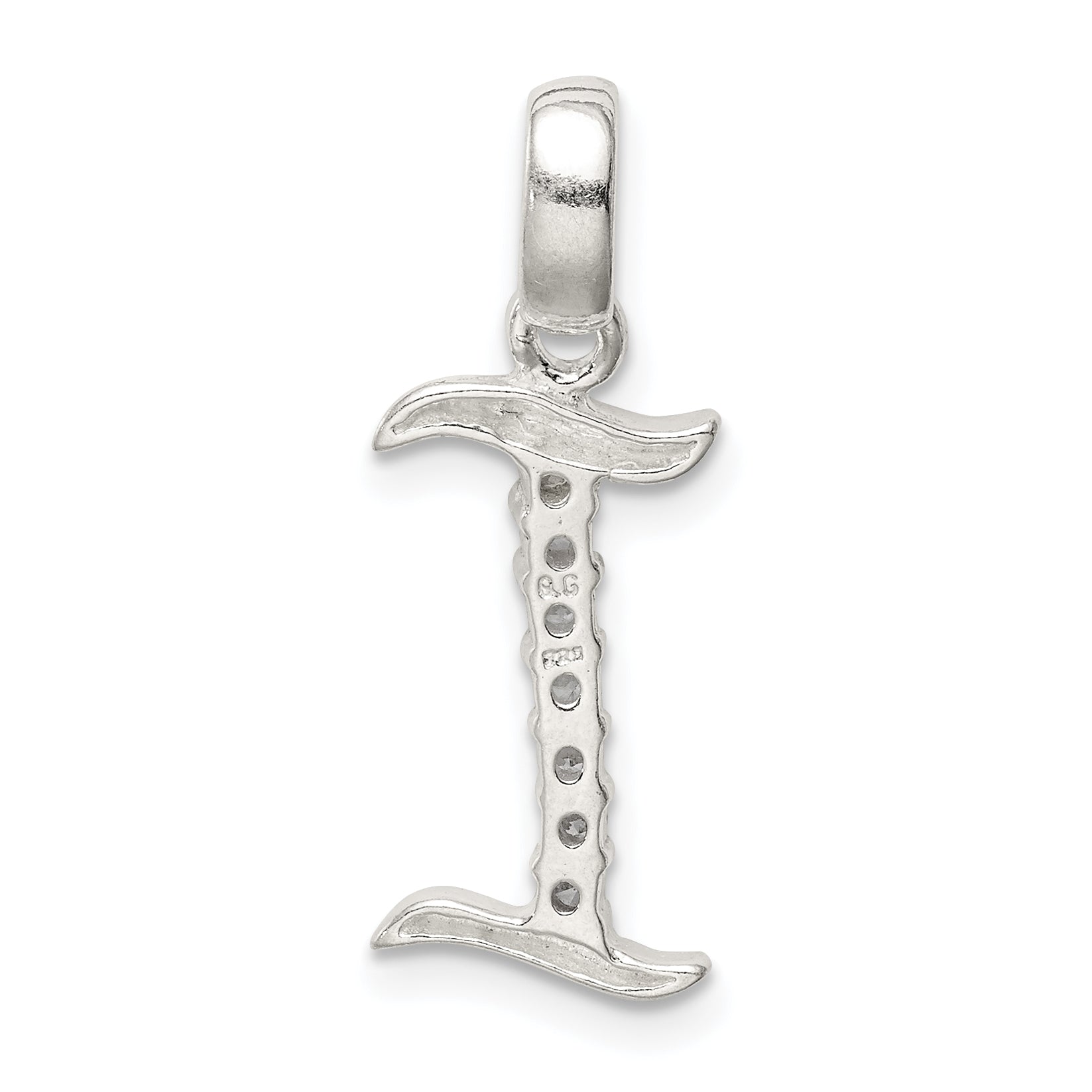 Sterling Silver Cz Letter I Initial Pendant