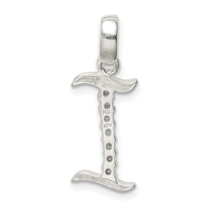Sterling Silver Cz Letter I Initial Pendant