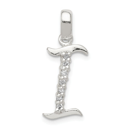 Sterling Silver Cz Letter I Initial Pendant
