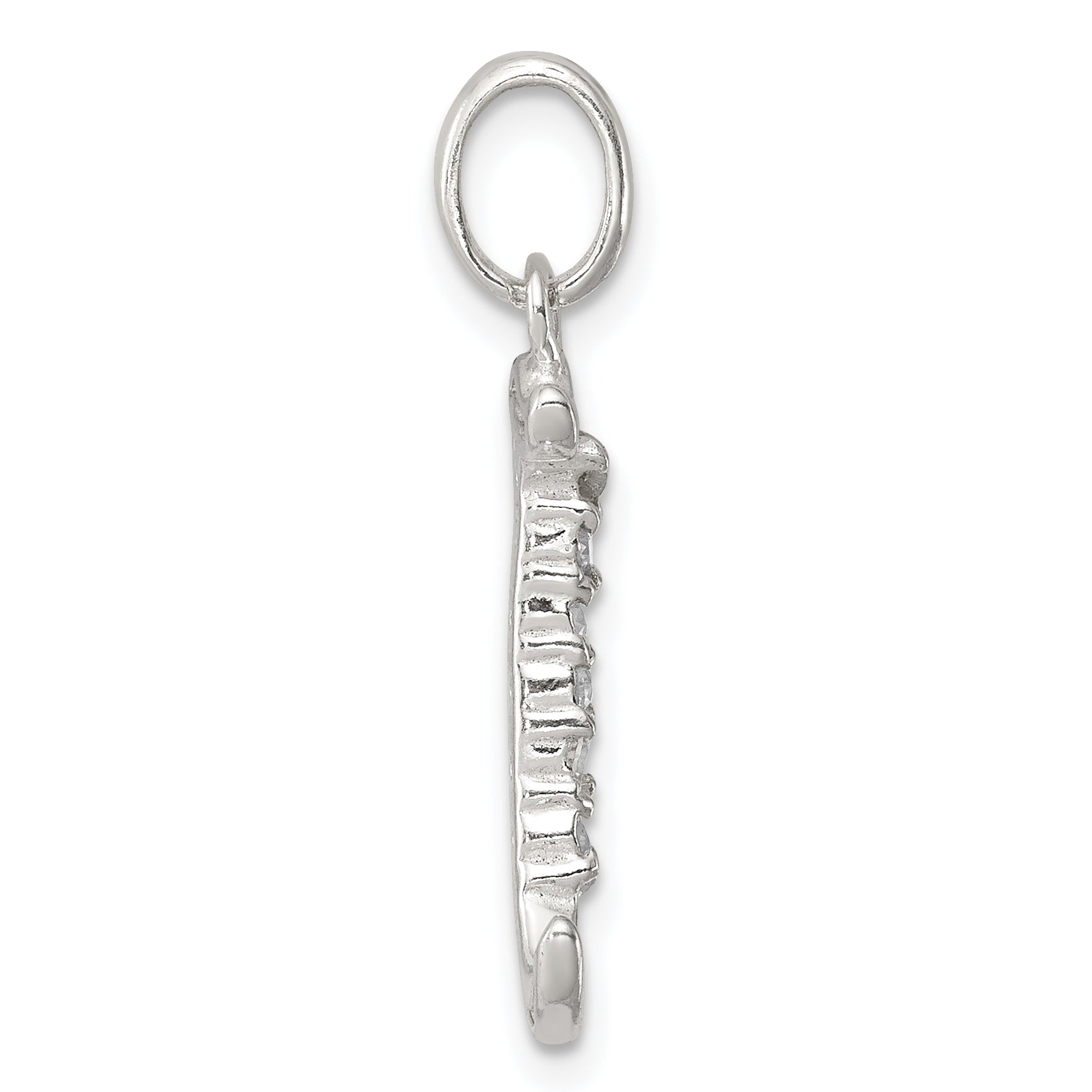 Sterling Silver Cz Letter J Initial Pendant