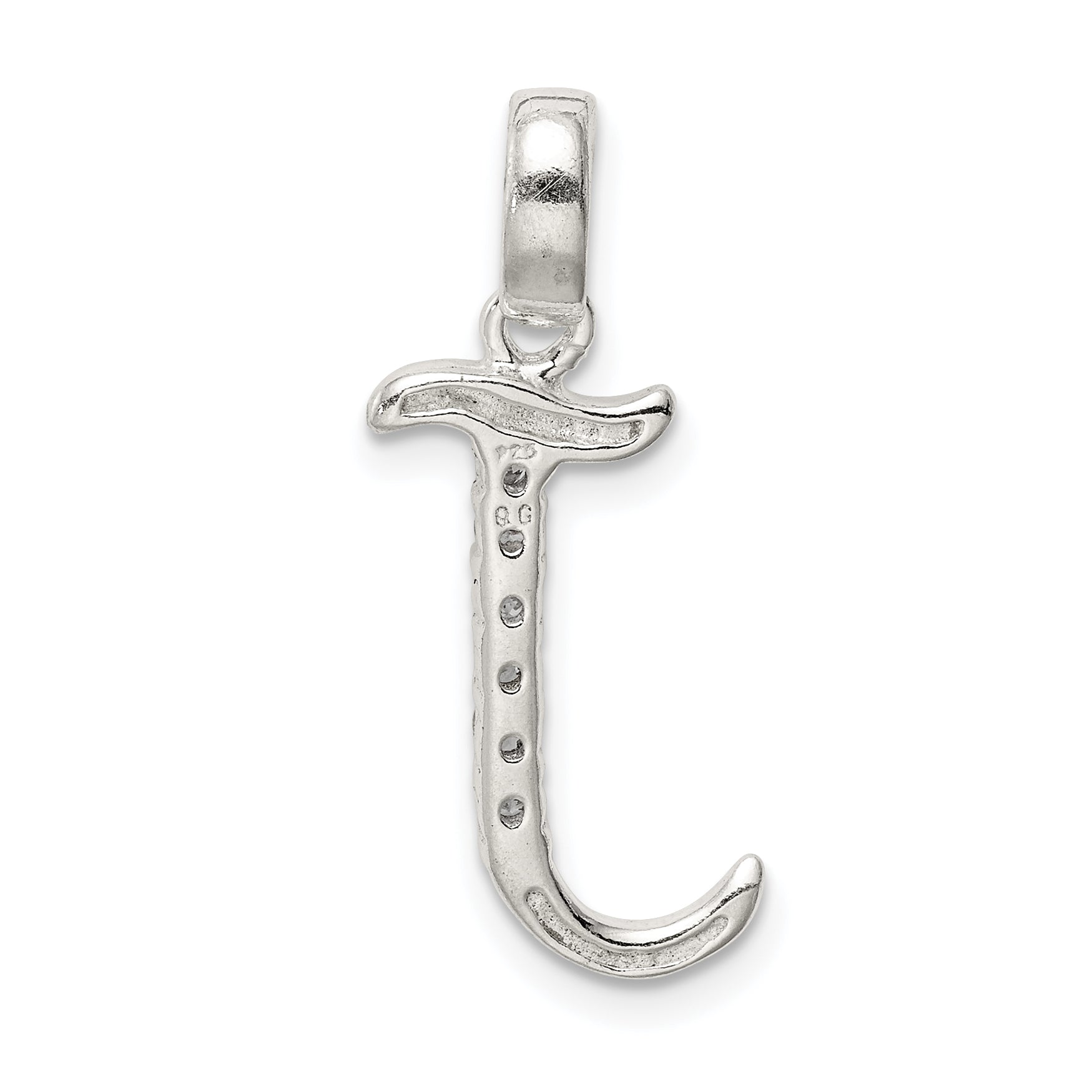 Sterling Silver Cz Letter J Initial Pendant