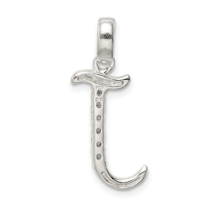 Sterling Silver Cz Letter J Initial Pendant