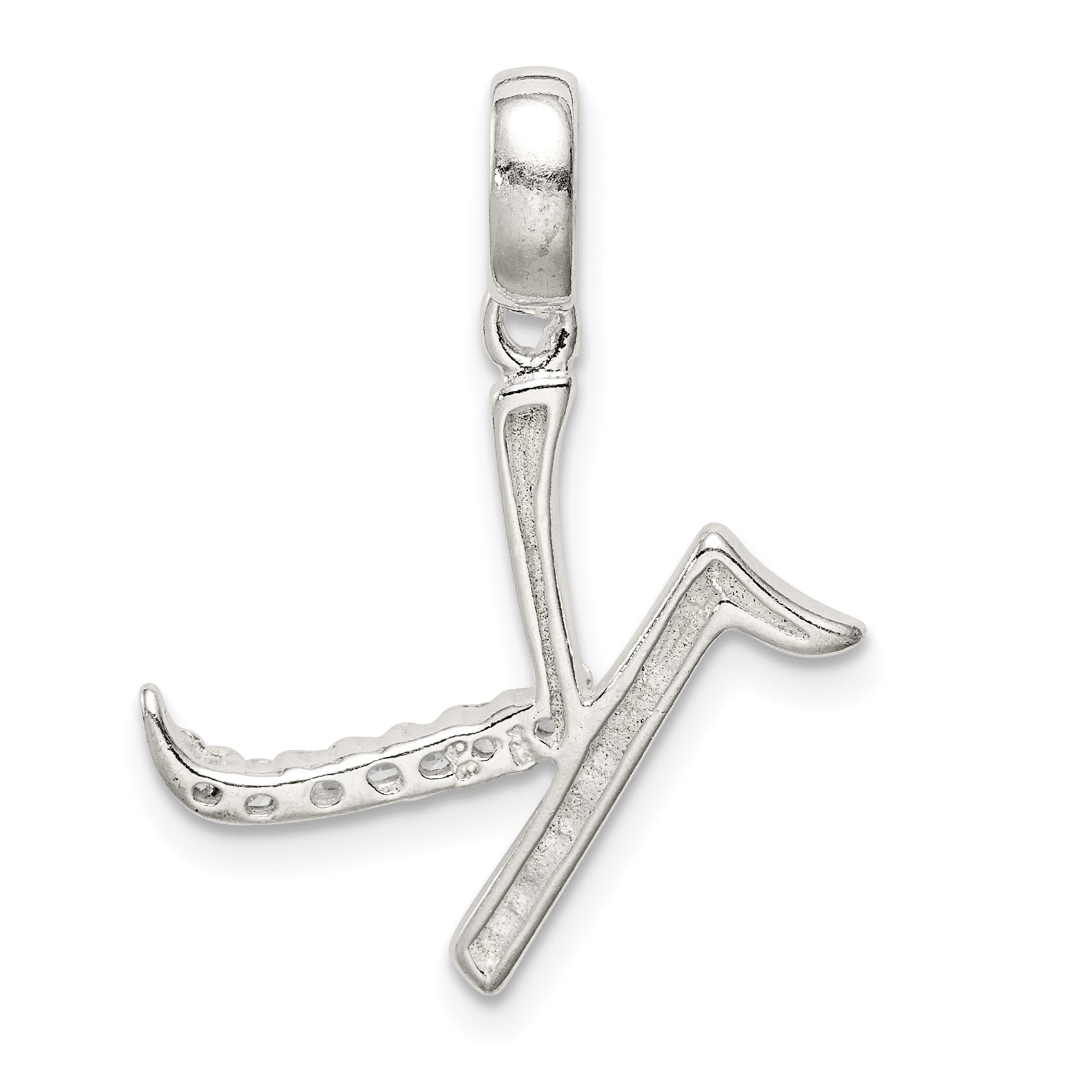 Sterling Silver Cz Letter K Initial Pendant