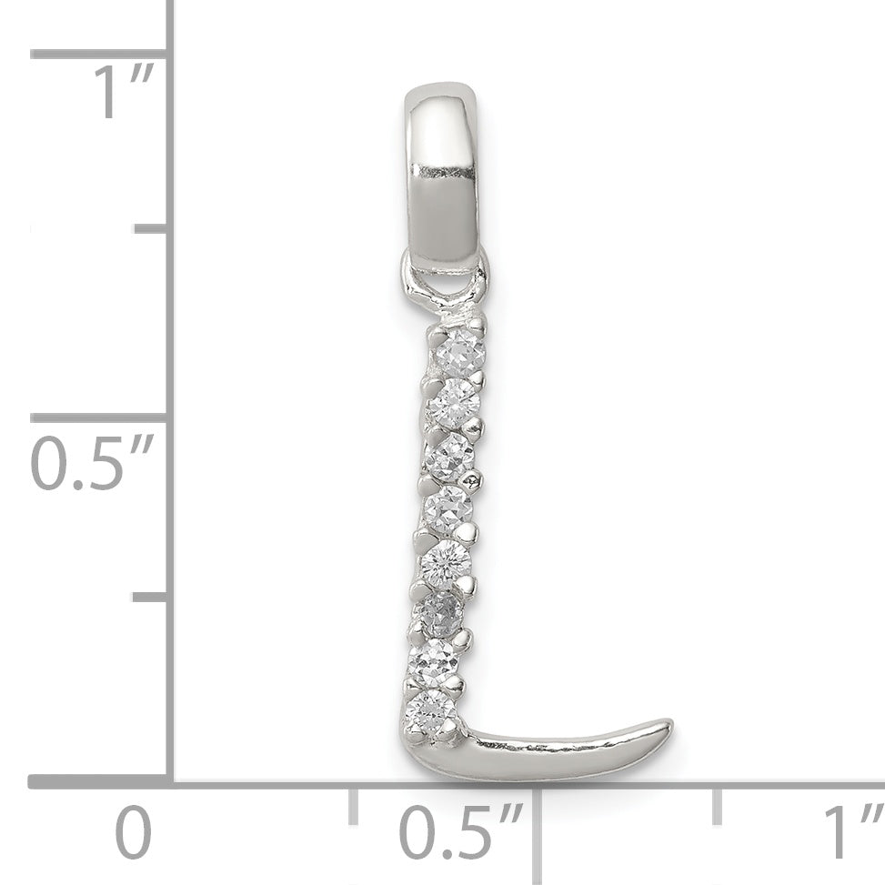 Sterling Silver Cz Letter L Initial Pendant