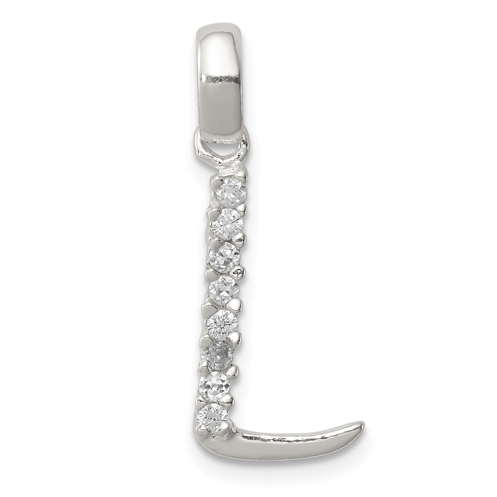 Sterling Silver Cz Letter L Initial Pendant
