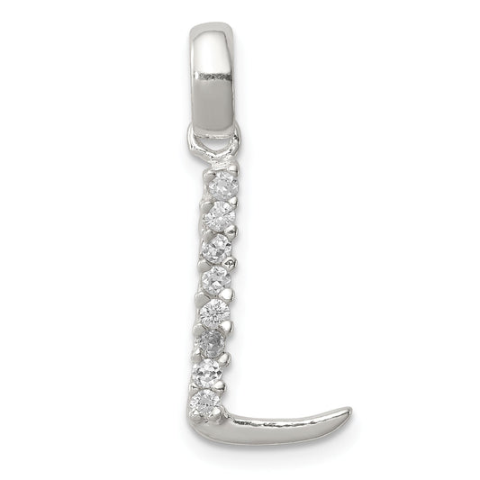 Sterling Silver Cz Letter L Initial Pendant