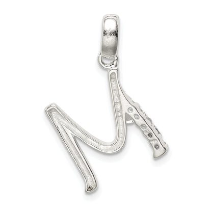 Sterling Silver Cz Letter M Initial Pendant