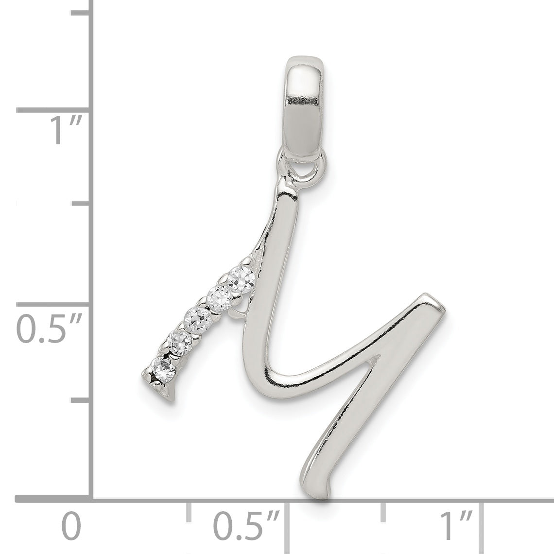 Sterling Silver Cz Letter M Initial Pendant