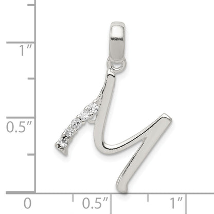Sterling Silver Cz Letter M Initial Pendant