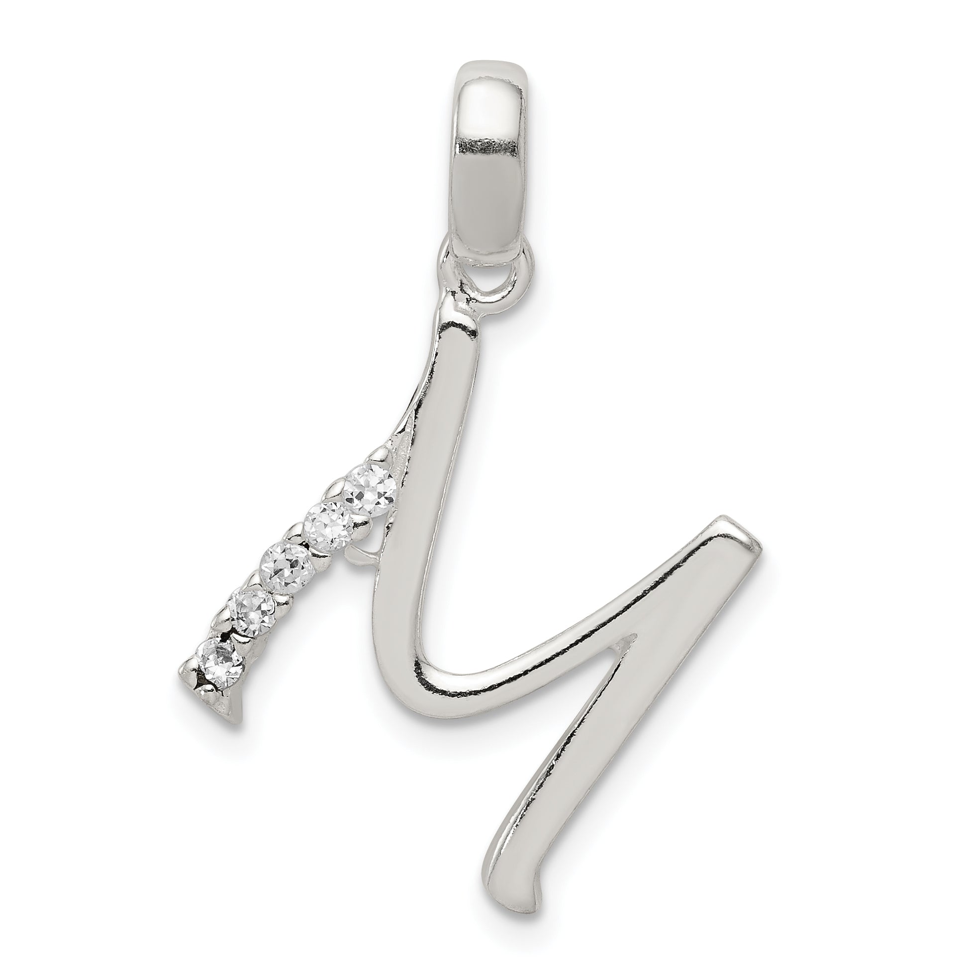 Sterling Silver Cz Letter M Initial Pendant