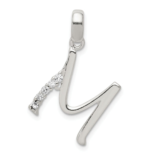 Sterling Silver Cz Letter M Initial Pendant