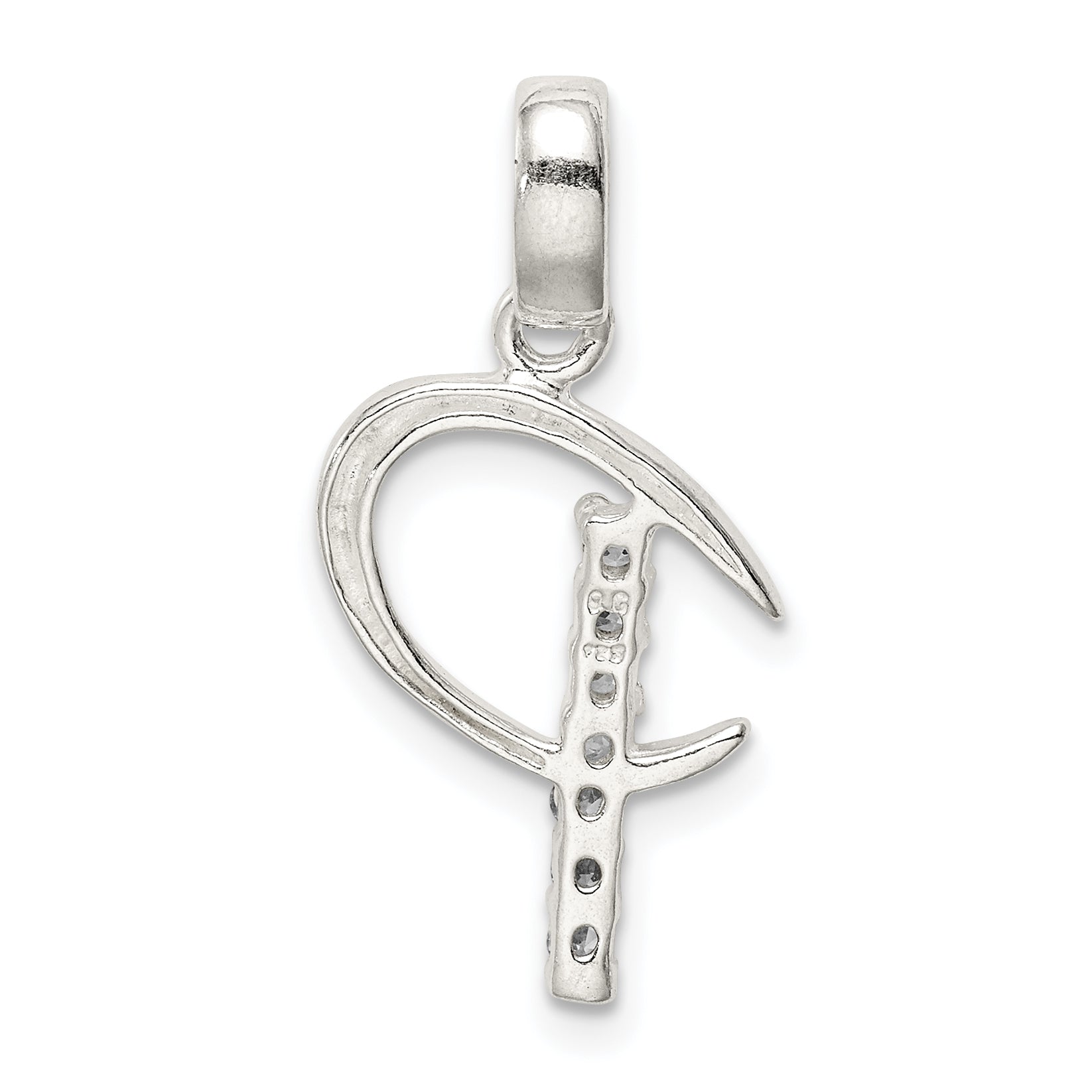 Sterling Silver Cz Letter P Initial Pendant