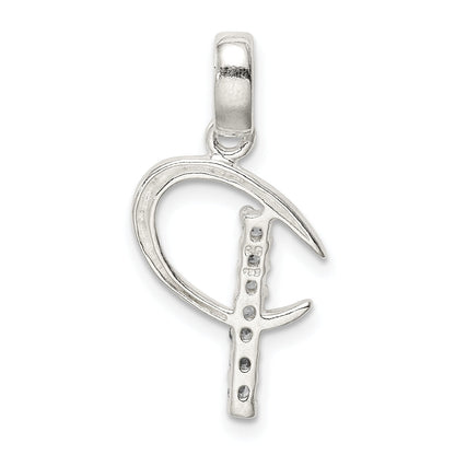 Sterling Silver Cz Letter P Initial Pendant