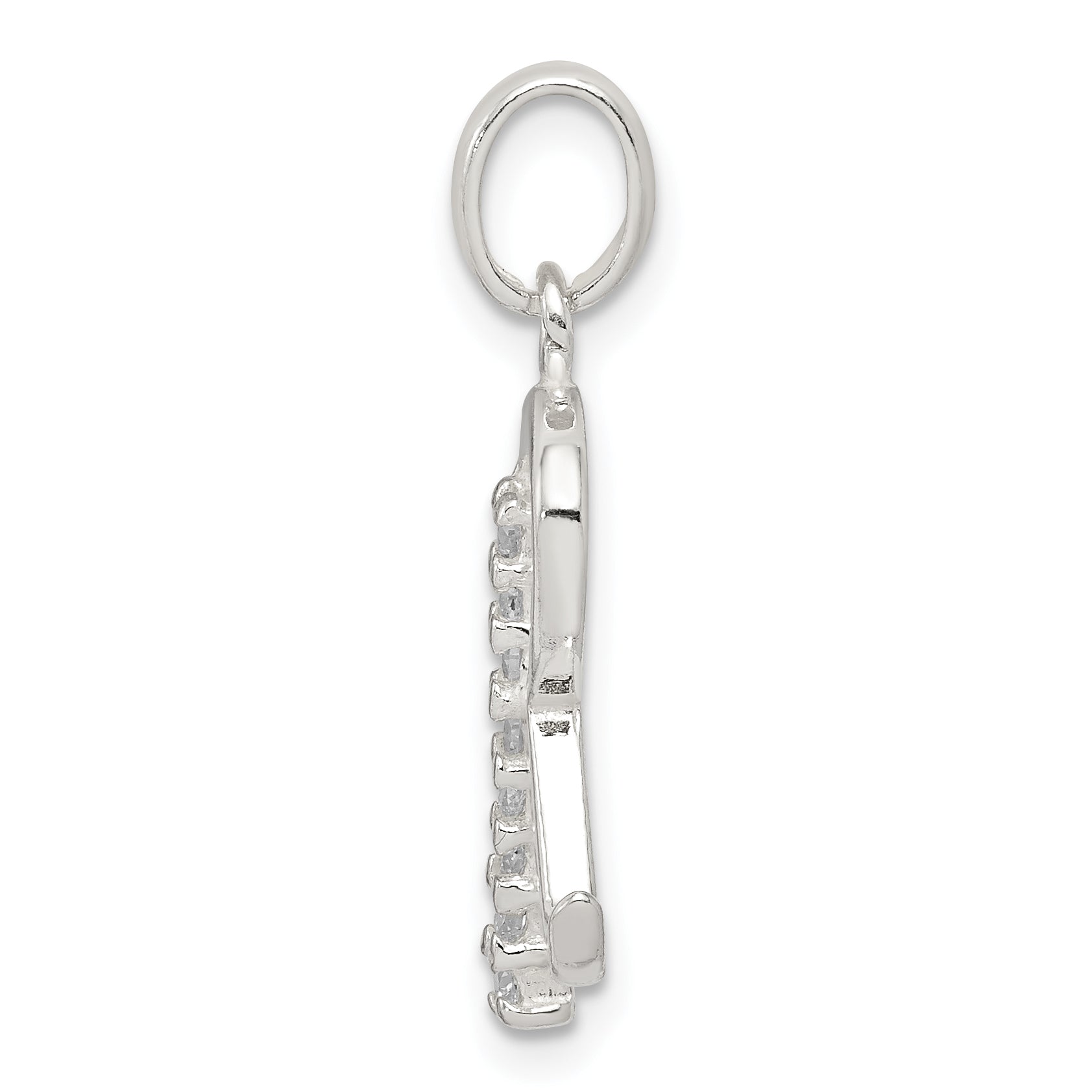 Sterling Silver Cz Letter R Initial Pendant