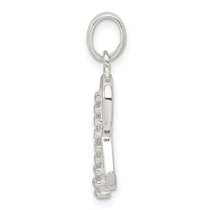 Sterling Silver Cz Letter R Initial Pendant