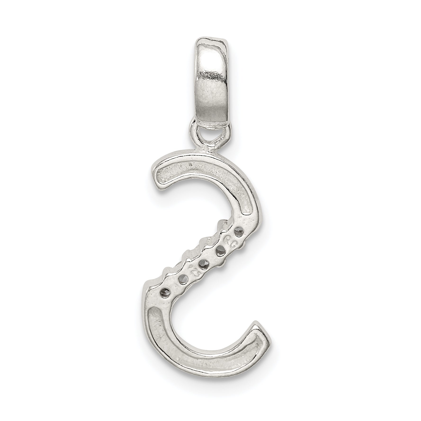 Sterling Silver Cz Letter S Initial Pendant