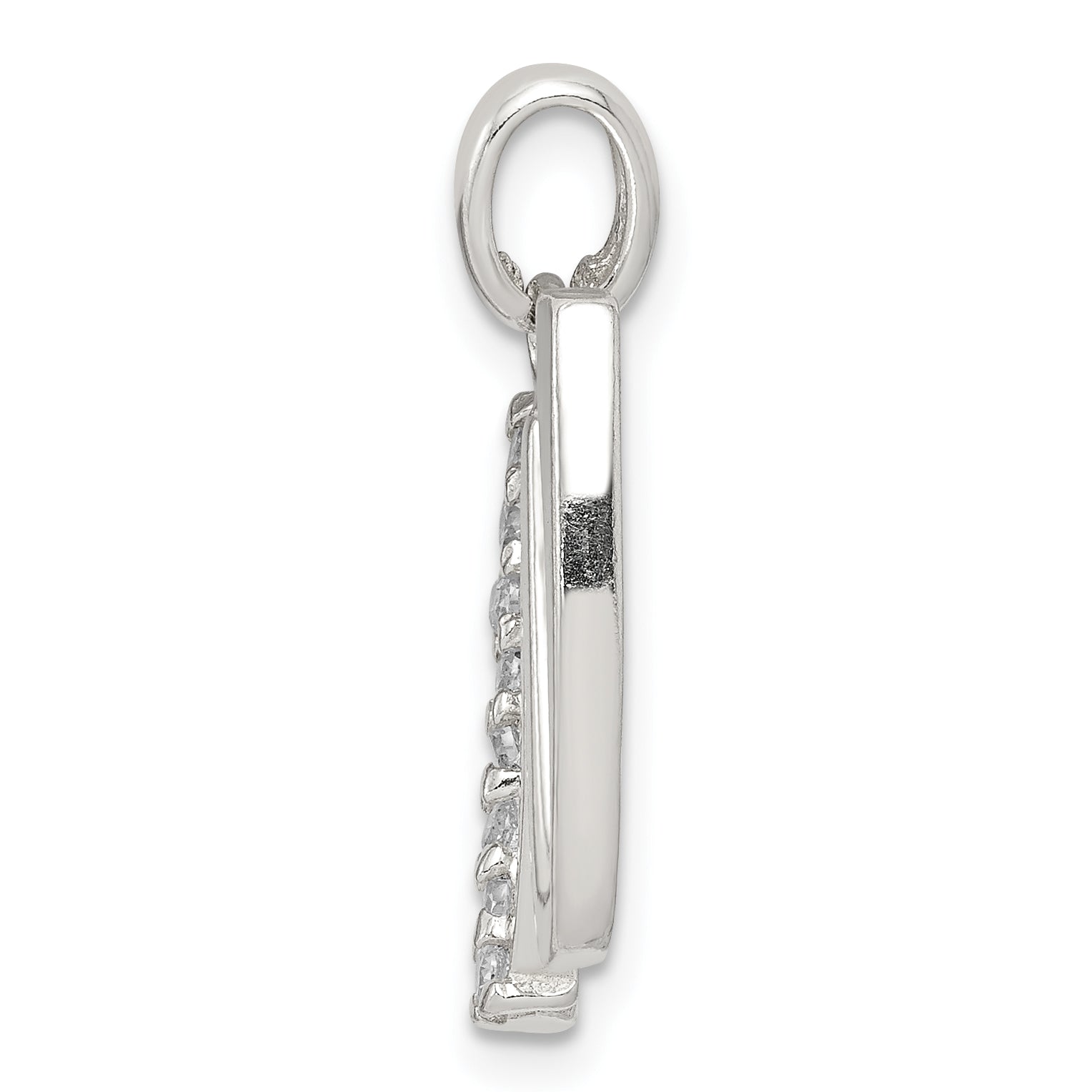 Sterling Silver Cz Letter W Initial Pendant