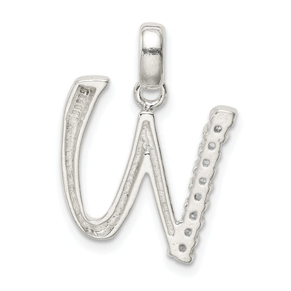Sterling Silver Cz Letter W Initial Pendant
