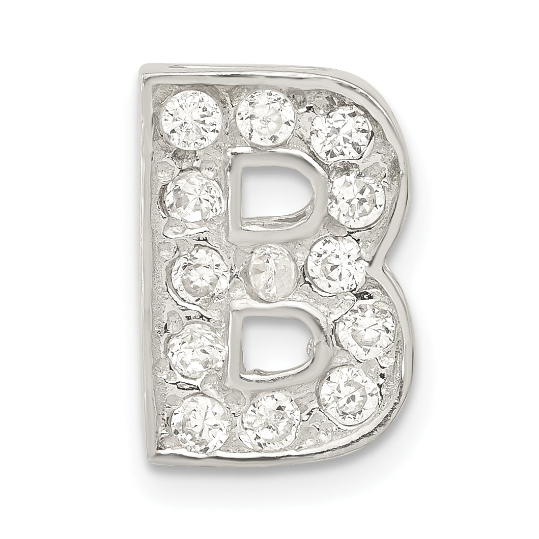 Sterling Silver Cz Initial B Charm